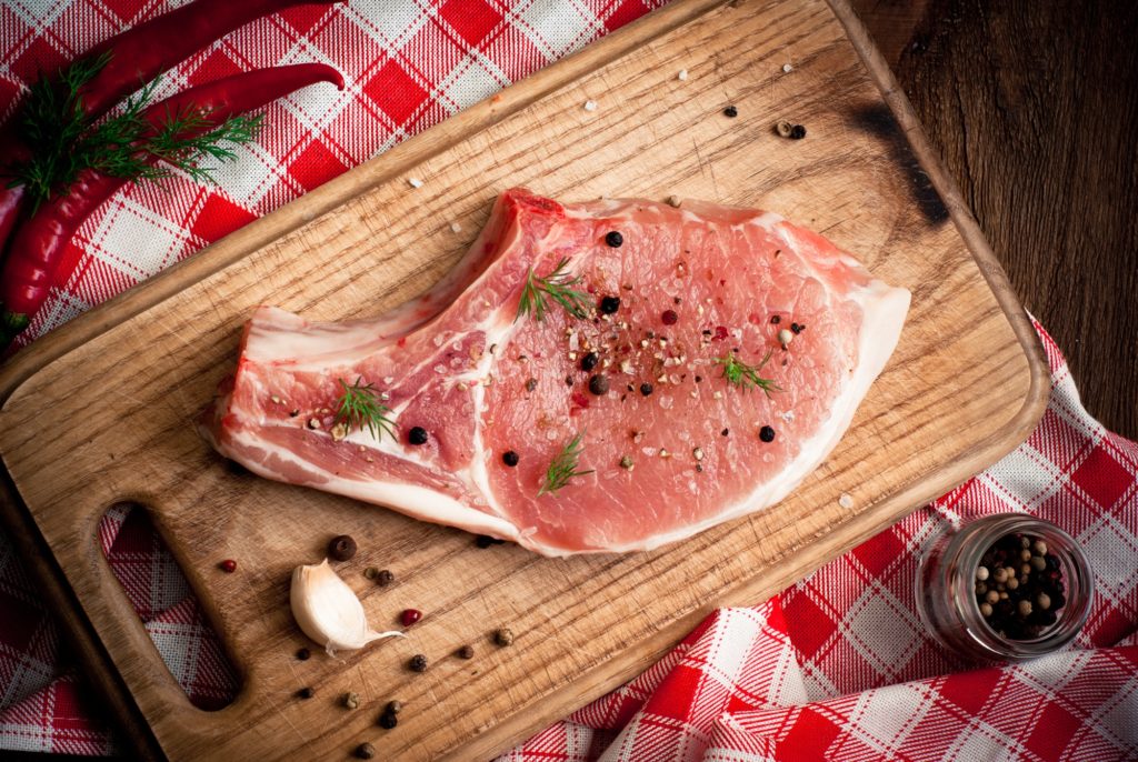 Raw pork and ingredients