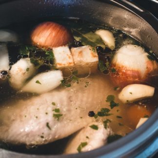 Cooking chicken broth