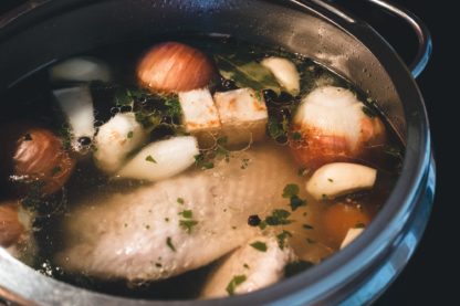 Cooking chicken broth