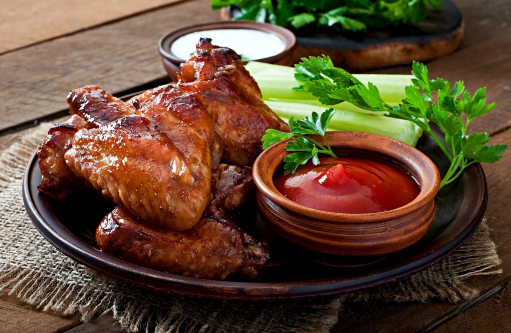 Baked chicken wings with teriyaki sauce